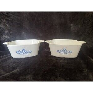 VTG Corning Ware 2 3/4 cup Blue Cornflower Small Casserole Dish P-43-B Lot of 2